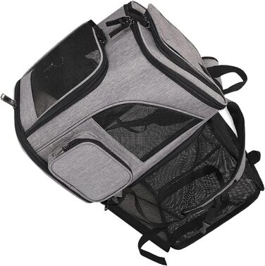 Рюкзак-переноска для котів RASTKY, складана переноска для тварин, міцна переноска для собак та малих тварин до 8 кг, ідеально підходить для відвідування ветеринара, прогулянок у парку, сірий (чорний) (сірий)