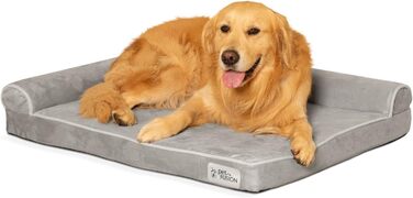 Ліжко для собак PetFusion Betterlounge з меморі-піни, велюрове, знімний водонепроникний чохол, розмір L (91×71×15 см)