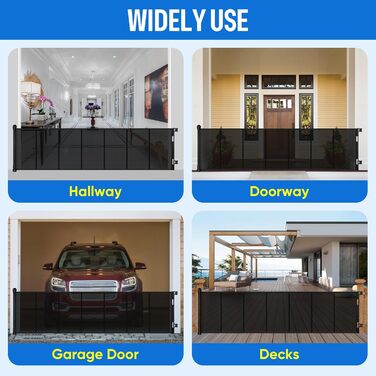 Захист для дверей MYPIN: розтяжне захисне ворота для собак, дітей, 0-140 см, чорний