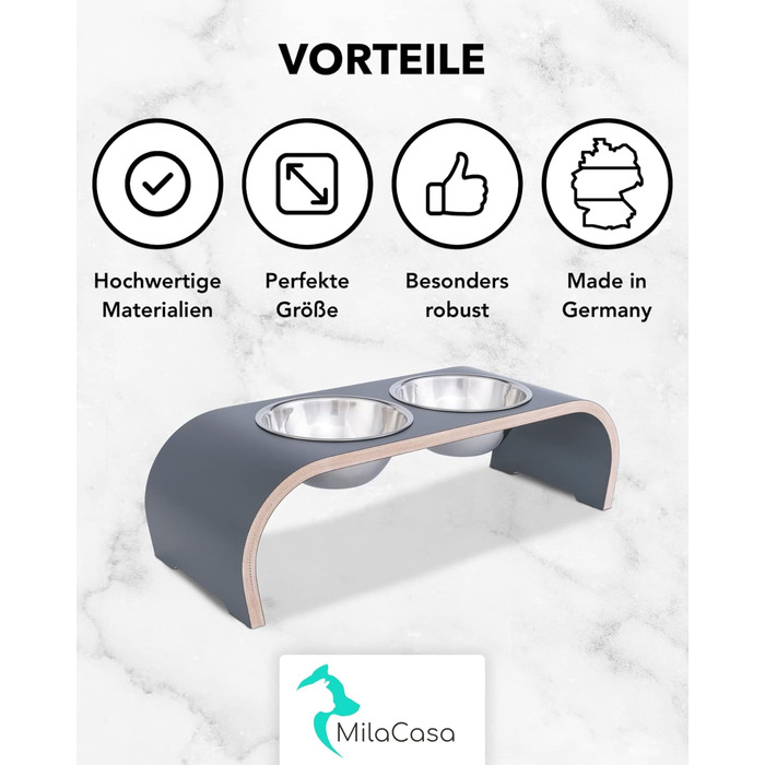 Набір мисок для собак MilaCasa - 2 шт., підняті миски для корму, сірий, для собак