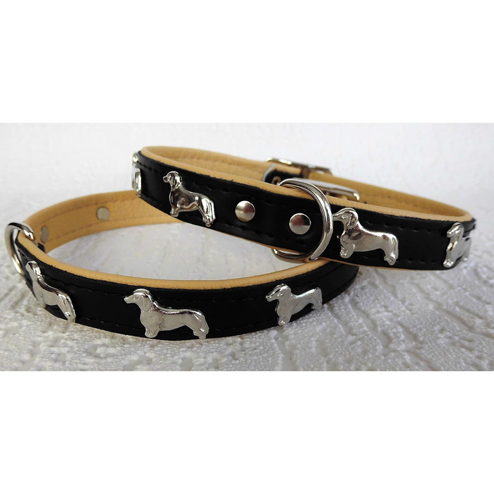 Ліденячий нашийник для собак DACKEL, шкіряний, обхват шиї 28-32/30-36/36-41 см, Чорний - Бежевий, НОВИЙ