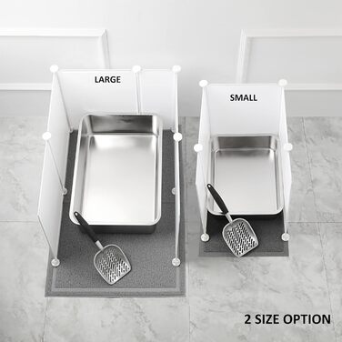 MEEXPAWS XXL туалет для котів з нержавіючої сталі 60×40×15 см з килимком, совком і захистом від бризок, легке очищення
