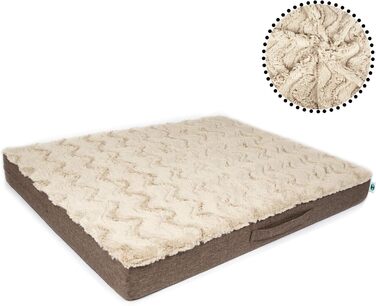 Килимок для собак CopcoPet Lucky Hundematratze: ортопедичний, неслизький, знімний, з м'якого штучного хутра (120 x 90 x 10 см, Бежевий)