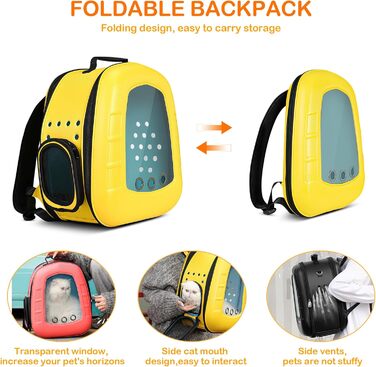 Рюкзак-переноска для кота та собаки ALLSOPETS Bubble, жовтий. Зручний рюкзак-переноска для котів та собак, для подорожей, прогулянок та походів. Відкидна підстилка.