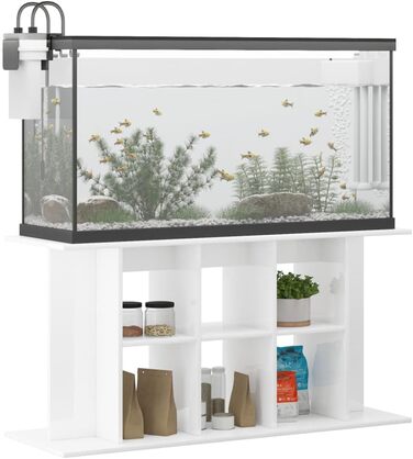 Тумба для акваріума Rantry 120x40x60 см, багатошарова деревина, білий глянець, для дому, вітальні та спальні