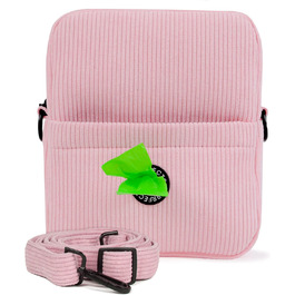 Сумка для дресирування собак з дозатором кульок – міцна сумка для ласощів для собак – стильна сумка для прогулянок з собакою для жінок та чоловіків (м'яка рожева, велюрова)