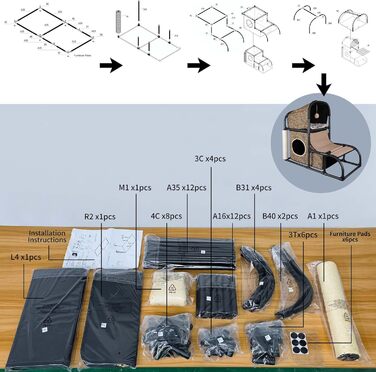 Goetland сучасний котячий будинок, когтеточка, котяче ліжко та ігровий комплекс 85 см для котів, будиночок, стовпчик, аксесуари для котів