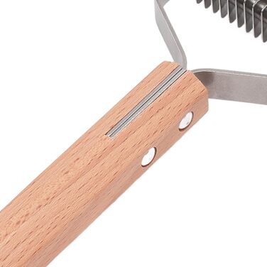 Гребінець для видалення підшерстка для тварин з нержавіючої сталі, двосторонній, з закругленими зубцями, зручна ручка з антиковзким дерев'яним покриттям, для всіх порід