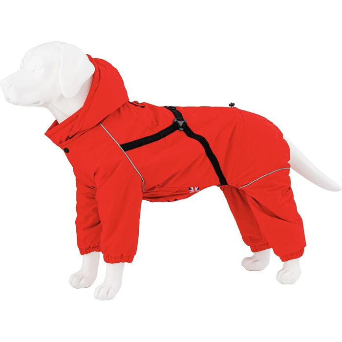 Зимовий теплий костюм-куртка для собак Hugo & Hudson, червоний, розмір L55, вітронепроникний, з капюшоном та пряжками для повідця