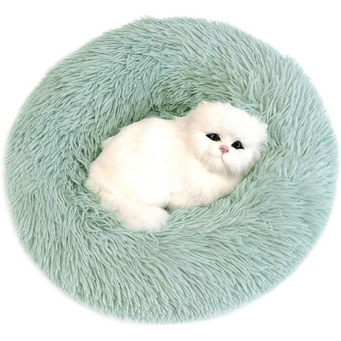 Кругле плюшеве ліжко для домашніх тварин Deluxe - ліжко-булочка для собак та котів, діаметр 50 см, колір фруктовий зелений