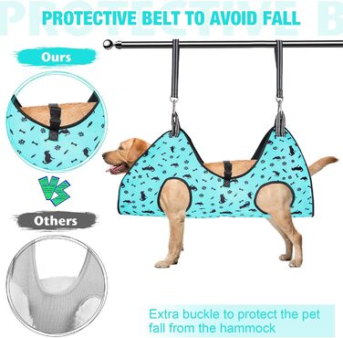 Гамак для грумінгу собак ATESON - гамачок для догляду за шерстю, підходить для стрижки нігтів (XXL до 54,4 кг), зручний для собак великих порід, блакитний