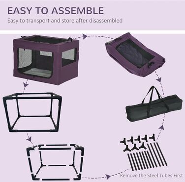 Переноска для котів та собак PawHut 80 см, фіолетовий колір - переноска для тварин, подорожей