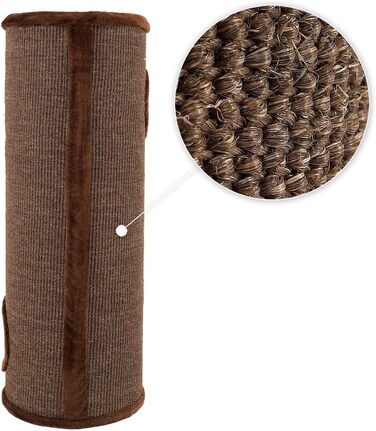 Котячий кігтетоп Lionto з сизалю, іграшкою та плюшевим обідком, висота 50 см. Стабільний кігтетоп для кошенят та дорослих котів, ідеальний догляд за кігтями та розваги. Багато місць для ховання, діаметр 36 см, висота 50 см (Коричневий, 50 см).