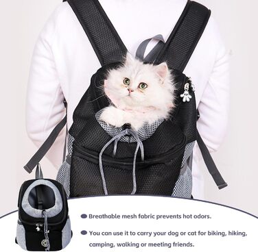 Переносний дихаючий рюкзак для собак та котів, регульований транспортний рюкзак з вікном (Чорний, M)