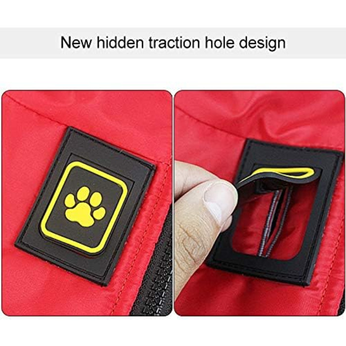 Водонепроникний зимовий дощовик для собак Idepet, тепла куртка, вітрозахисний одяг для собак, куртка для собак з отвором для шлейки, червоний XL-6XL, 3XL червоний