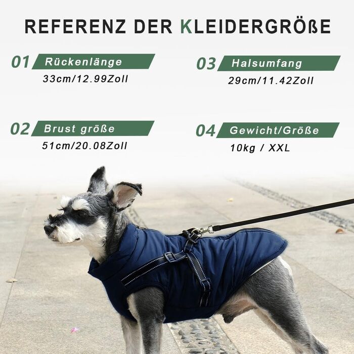Зимова жилетка для собак, водонепроникний теплий одяг для маленьких собак з D-кільцем (зелений, XL, синій, L)