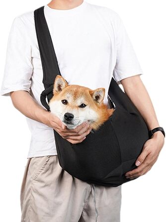 Чорна переноска для собак маленьких порід з регульованим ременем. Зручна переноска для тварин для подорожей та прогулянок на свіжому повітрі.