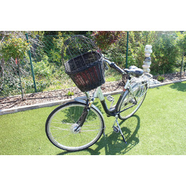 Корзина для велосипеда для собак, ручка, плетіння з лози, чорний колір, металевий каркас, з подушкою, різні розміри, XL з подушкою
