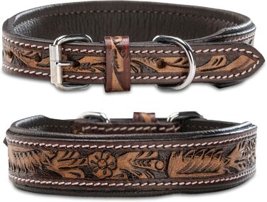 Нашийник для собак Джек Рассел з натуральної шкіри буйвола, регульований, з м'якою підкладкою, ручної роботи, з різьбленням, Alexey (S, 26-34 см)