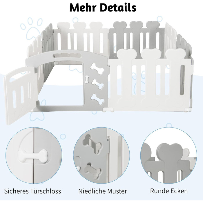 Вольєр для собак Costway 8-панельний, 60 см, з дверцятами, для дому та саду, HDPE пластик, сірий
