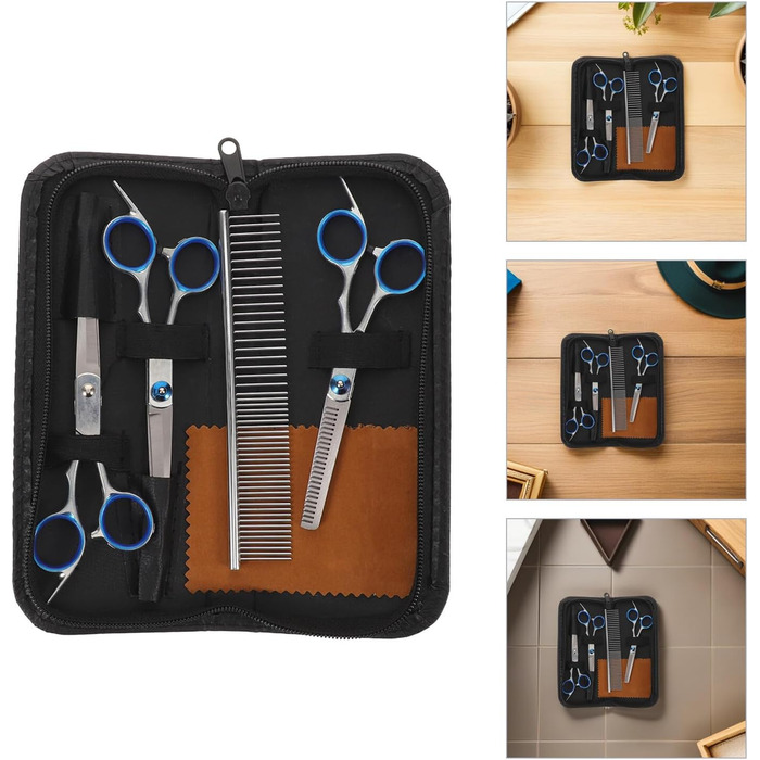 Набір професійних ножиць та гребінців для грумінгу собак та котів. Ергономічні ножиці та гребінці для точного стриження. Підходить для цуценят та дорослих тварин.