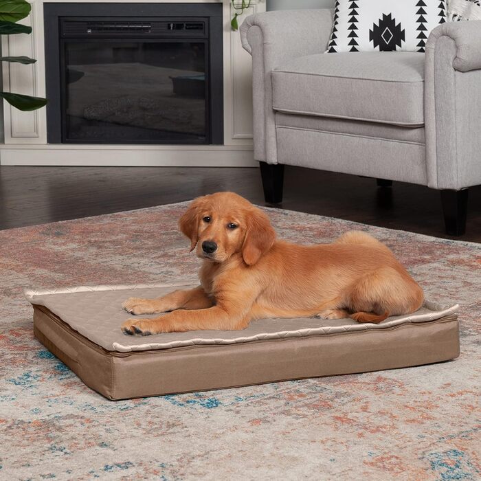 Гіркий собачий лежак Furhaven з водовідштовхувальним гелем, великий/середній, знімний, пральний чохол, до 25 кг, Indoor/Outdoor, Oxford Polycanvas, розмір 76x51x8 см
