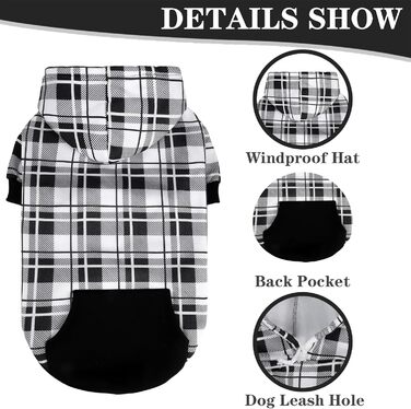 Світшот для собак ExPawlorer з візерунком у клітинку, британський стиль, теплий одяг для собак з отвором для повідка, підходить для Pitbull, зимовий одяг для всіх порід, цуценят, дівчаток та хлопчиків, котів, рожевий (XX-Large, чорний та білий)