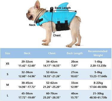 Спасальний жилет для собак FONLAM, блакитний, розмір M - для малих та середніх порід