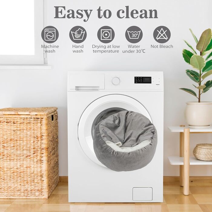 Кругле ліжко для собак та котів, Ø 60 см, сірий колір, до 12 кг, з подушкою. Підходить для великих, середніх та маленьких тварин.