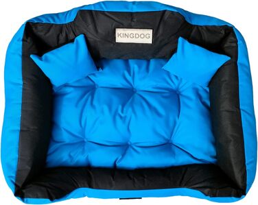 Ліжко для собак та котів KingDog з двома подушками, корзина для собак, ліжко для домашніх тварин, миється, водонепроникний PVC, 100x75 см, блакитне