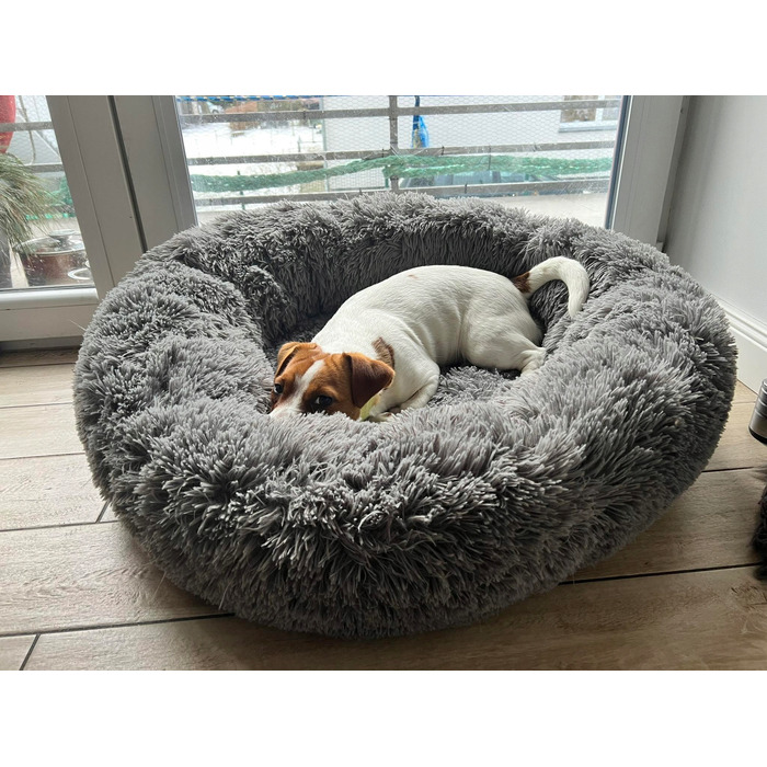 М'яке плюшеве ліжко для собак, сіре, 65 x 65 см