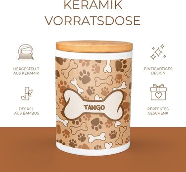 PICANOVA: персоналізована контейнер для ласощів з ім'ям - подарунок для собак - зберігання сухого корму - керамічна банка для власників собак та котів - Simply Paws Design