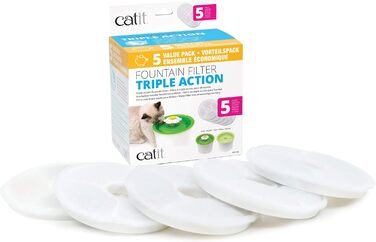 Питний фонтан Catit 2.0 Flower з LED для котів, 3 л, білий/синій + 5 змінних фільтрів Triple Action для фонтану