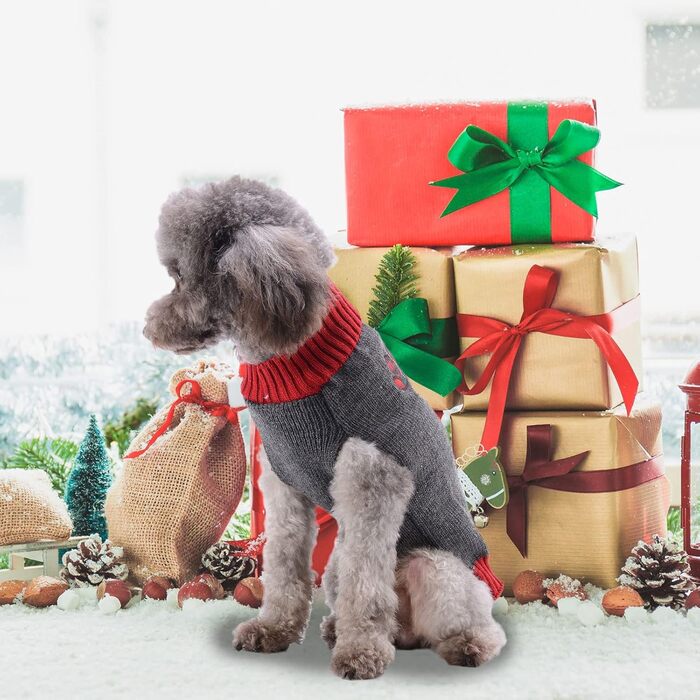 Стильний новорічний светр для собак та котів з оленем (сірий, XXL)