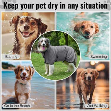 Рушник для собак HezzLuv: ультрапоглинаючий, з мікрофібри, для швидкого висушування, сірий