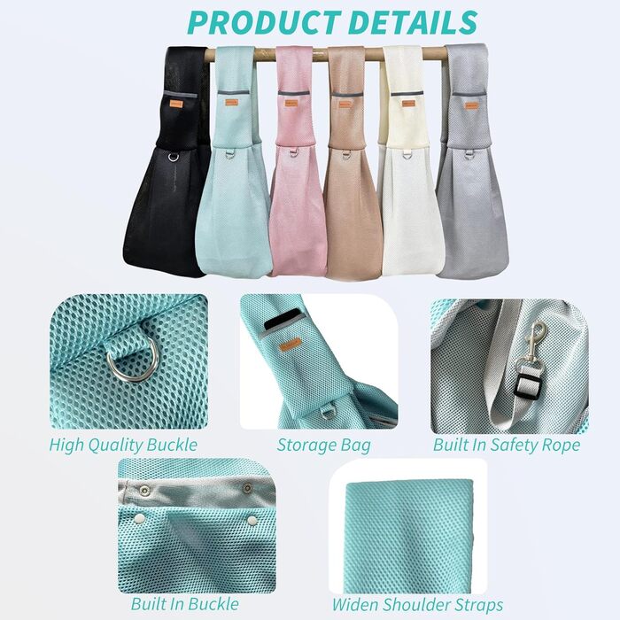 PETCUTE Сумка-переноска для собак, блакитна, до 6 кг, з ременем безпеки