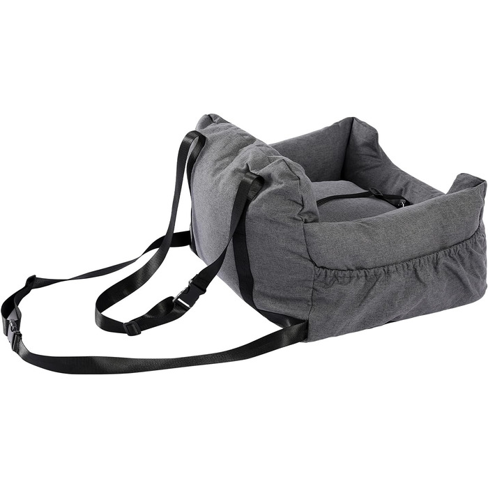 Автокрісло для собак Petpela з безпечним ременем, м'яке, водонепроникне, антиковзаюче - для малих та середніх собак (сірий)