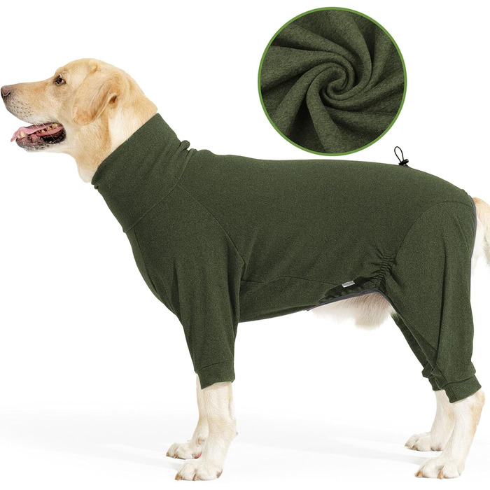 Теплий зимовий одяг для собак LIANZIMAU: флісовий теплий костюм з ніжками для малих, середніх та великих собак, зелений, розмір M