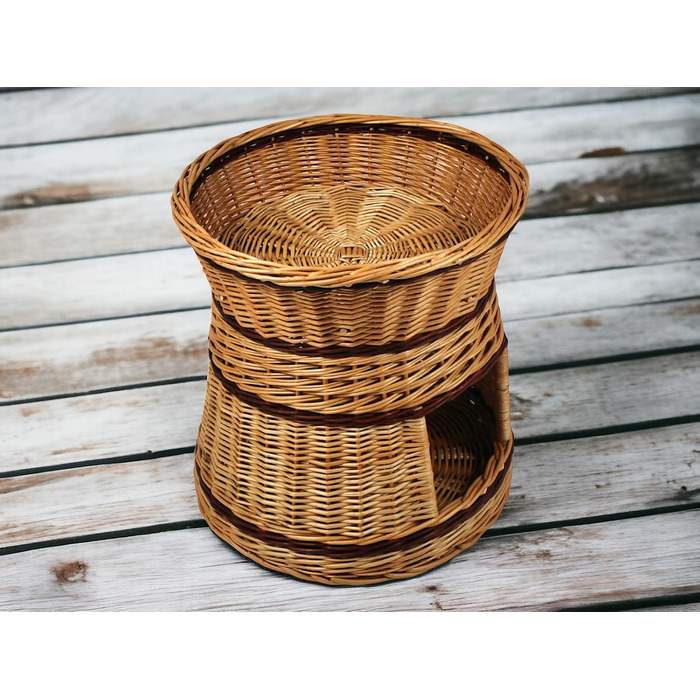 Гніздо для котів та собак: кругле, з прутистої верби, діаметр 47 см, 2 поверхи