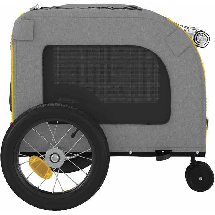 Причіп для собак vidaXL, жовтий, 125 x 53 x 54 см, до 45 кг, з прапором та відбивачами