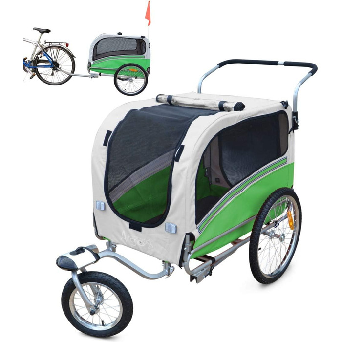 Причіп для собак Papilioshop Argo - великий, зелений (S-M-L)