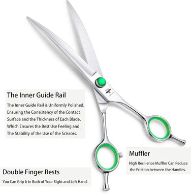 Набір професійних ножиць для грумінгу собак PURPLEBIRD: 440C сталь, 7 дюймів, 4 шт. (прямі, вигнуті, для розрідження)