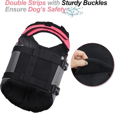 Жилет для плавання собаки VIVAGLORY, спортивний стиль, для човнів, S/M (56-64 см окружність грудей, Neon-Rosa)