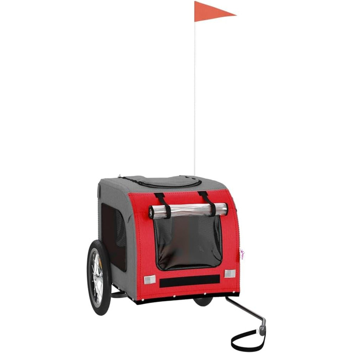 Причіп для велосипеда з собаками, червоний та сірий, Oxford-Gewebe та залізо, для собак та котів LH13839