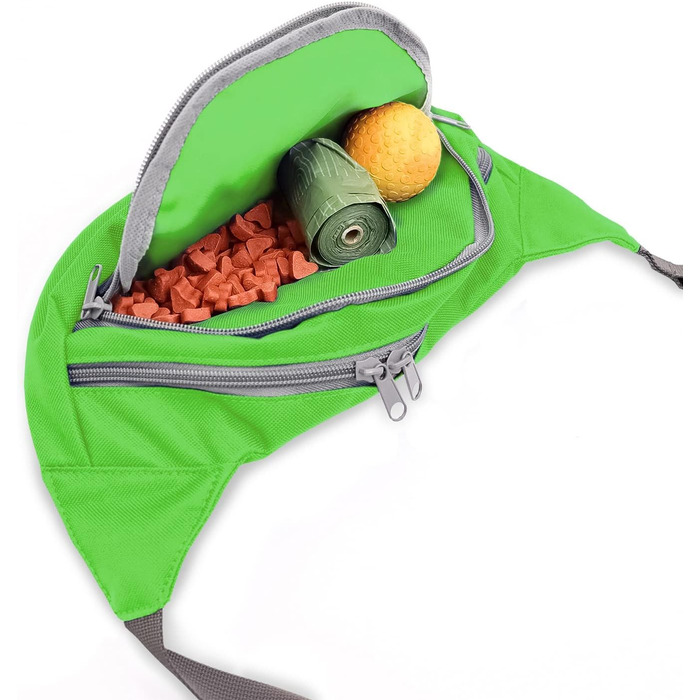 Персоналізована сумка для ласощів для собак з іменами та декором | Сумка для дресирування собак (Зелений/Блакитний)