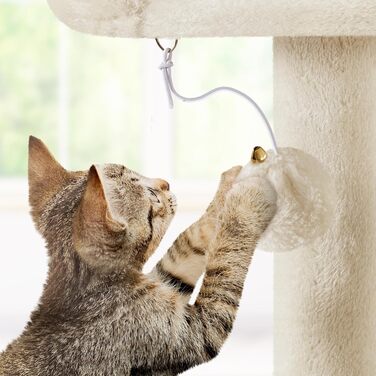 Кігтеточка велика Yaheetech 158 см, Кліматичний комплекс для котів з 3 платформами, 3 стовпчиками для шліфування, 2 будиночками, іграшками, бежевий, 49 x 49 x 158 см