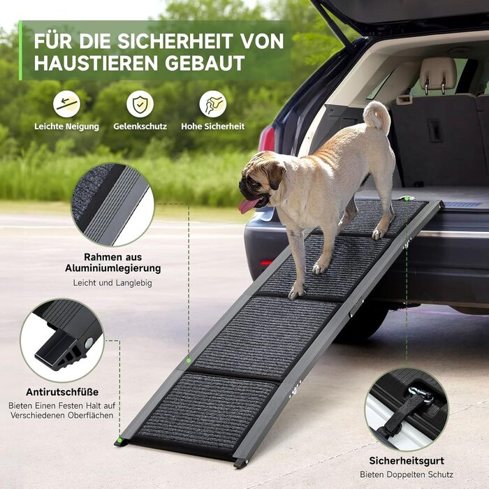 Рампа для собак у машину, розкладна, 170 см, для великих, середніх та малих собак, до 110 кг