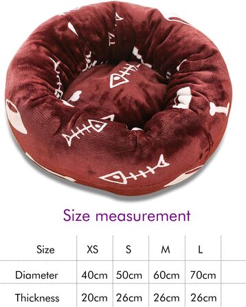 Кругле ліжко для собак Petcute: м'яке, зручне, для маленьких, середніх та великих собак, котів, миючий кошик (XS 40см, Коричневий)