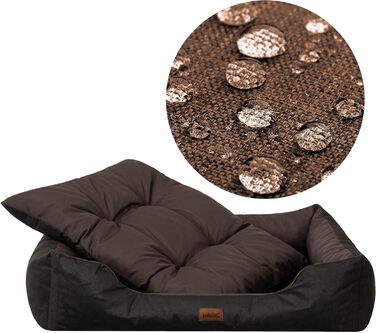 Зручне ліжко для собак великих та середніх порід - водонепроникне собаче ліжко, 92x73 см, коричневе з чорним