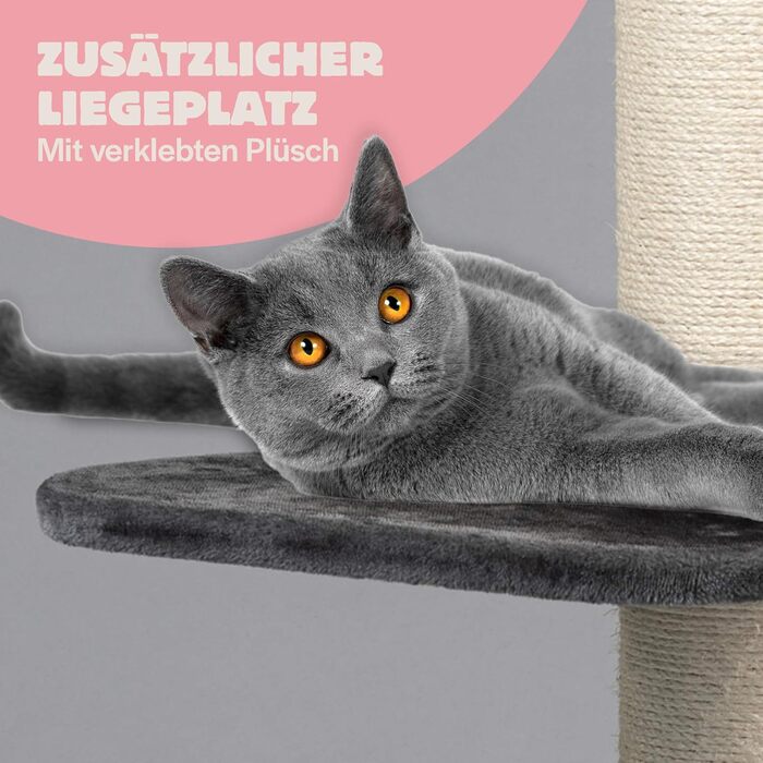 Дряпак для великих котів RHRQuality Maine Coon Lounge, 120 см, темно-сірий, товсті сизалеві стовпи 20 см